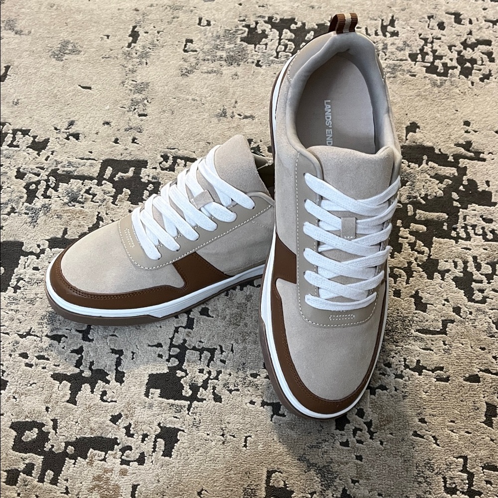 Lands' End Men's Beige and Brown Sneakers